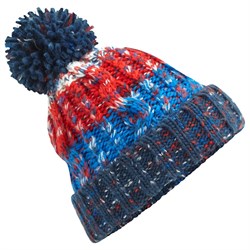 Beanie Hat BC486 Pom Pom Chilli Blue