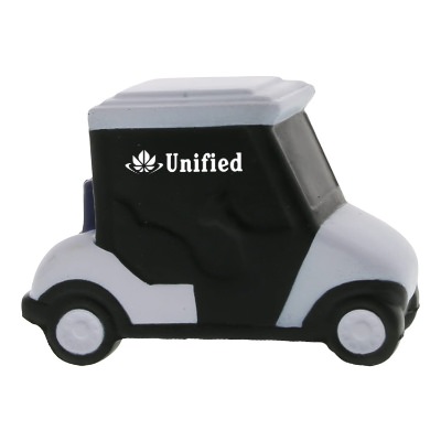 Black with white foam stress ball with a custom logo.