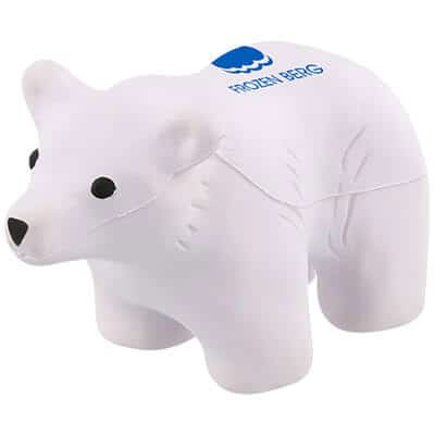 Foam polar bear stress reliever printed with brand.