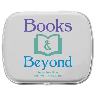 Hinged full color metallic silver mint tin imprint.