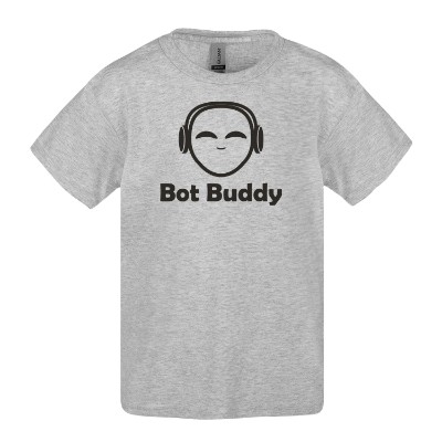 Ash grey youth t-shirt with custom logo.