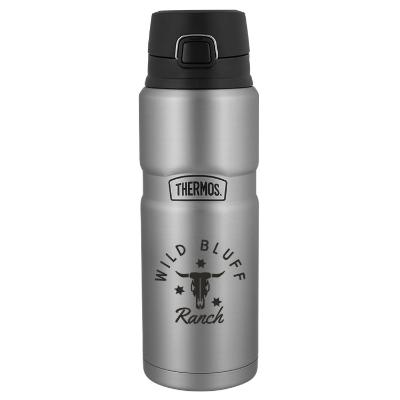 Matte steel stainless bottle with custom logo.