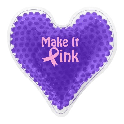 Purple plastic hot and cold pack with a personalized logo
