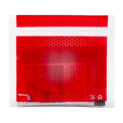 Red pet safety and first aid kit blank.