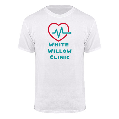 Personalized white cotton printed t-shirt.