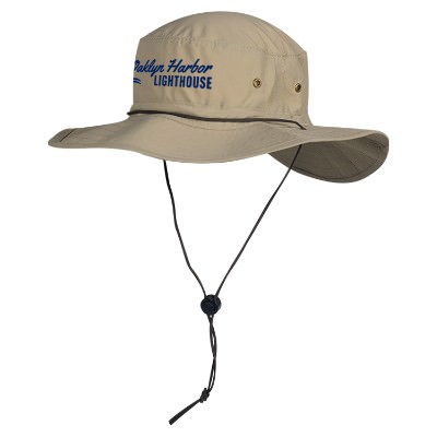 Personalized logo on khaki boonie hat.