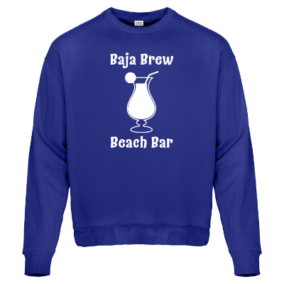 Worker blue crewneck with custom imprint.