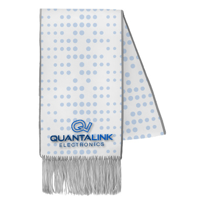 Custom scarf with a all-over personalized imprint.