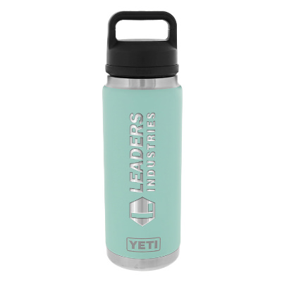 Stainless steel seafom water bottle with custom engraved logo in 26 oz.