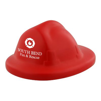 Foam firefighter helmet stress ball logoed with a custom imprint.