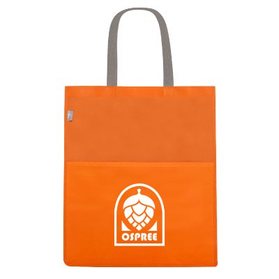 Campfire orange RPET non-woven tote bag with custom logo.