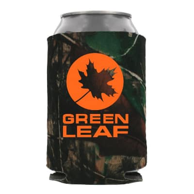 Foam true life camo can cooler with custom logo.