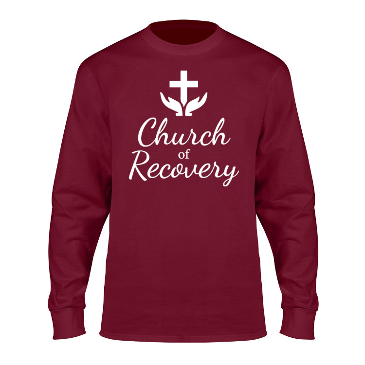 Custom merlot long-sleeve essential t-shirt with logo.