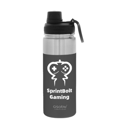 Stainless burgundy water bottle with custom logo in 18 oz.