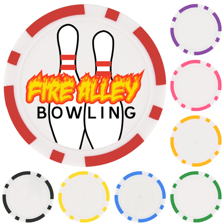 Poker chips with full color imprint.