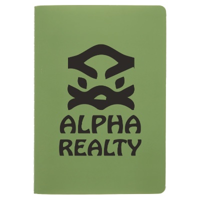 Personalized green mineral stone field bound notebook.