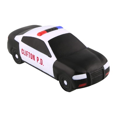 White with black foam stress ball with a custom logo.