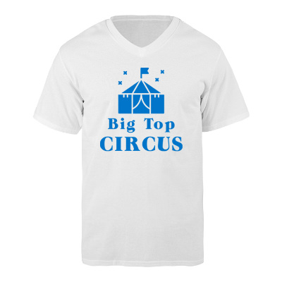 Custom white  cotton v-neck t-shirt with logo.