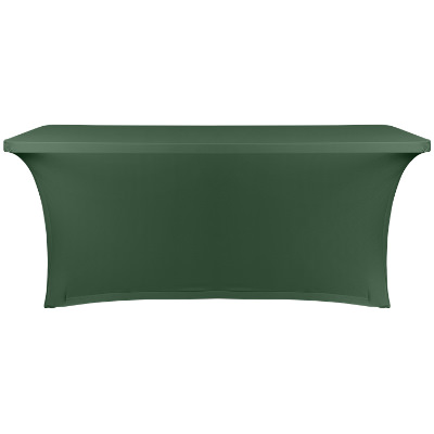 Blank 6 foot form fitted stretch polyester table cover.