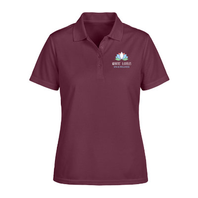 Custom maroon full color ladies' performance polo