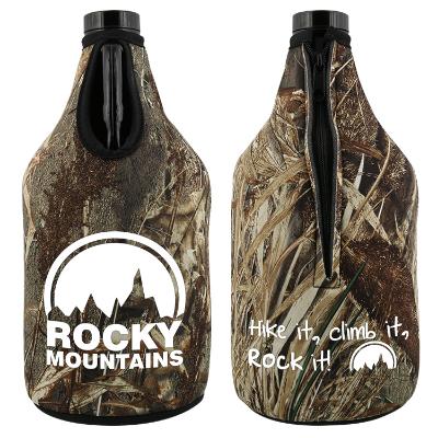 Foam Mossy Oak Duckblind licensed zipper growler cover cooler personalized.