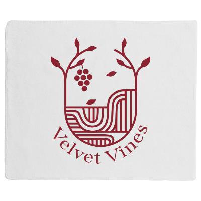 Lightweight white microfiber rally towel with promotional imprint