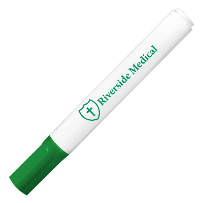 Custom imprinted white barrel marker.