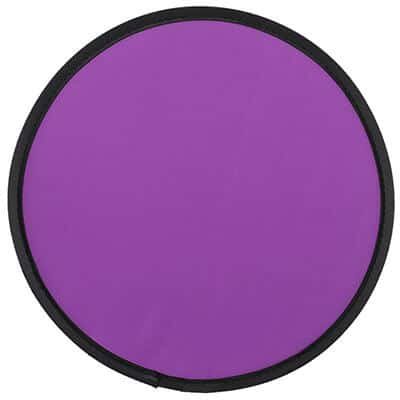 Polyester purple foldable 10 inch flying disc and matching pouch blank.
