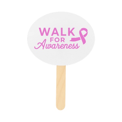 White paper hand fan with a personalized imprint