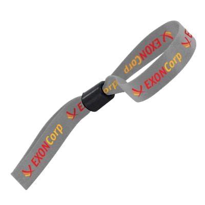 Polyester white wristband with slider branded with your logo.