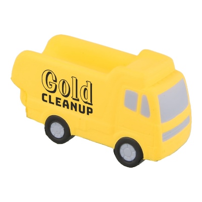 Yellow foam stress ball with a custom logo.