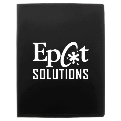 Black elite folder with writing pad and custom logo.