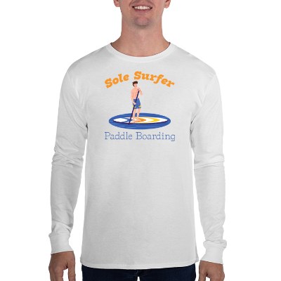 White long sleeve t-shirt with full color imprint.