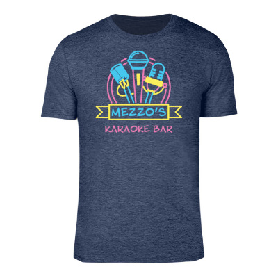 Customized heather navy t-shirt with full color logo.