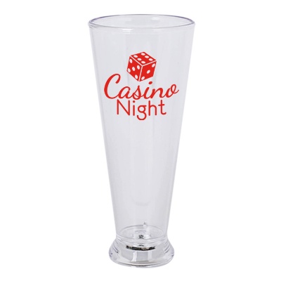 Acrylic clear beer glass with custom logo in 12 ounces.