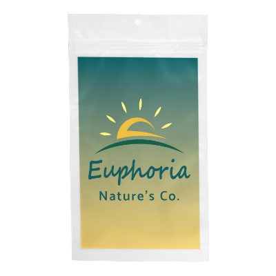 White barrier bag with custom full color imprint.