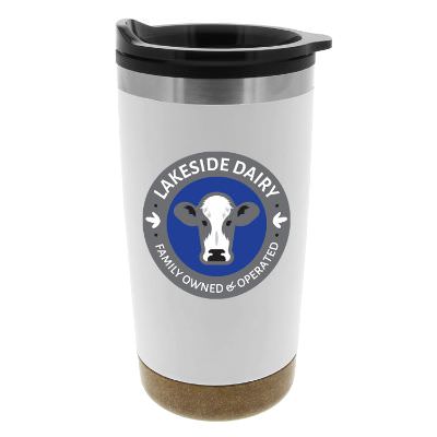 White tumbler with full color imprint.