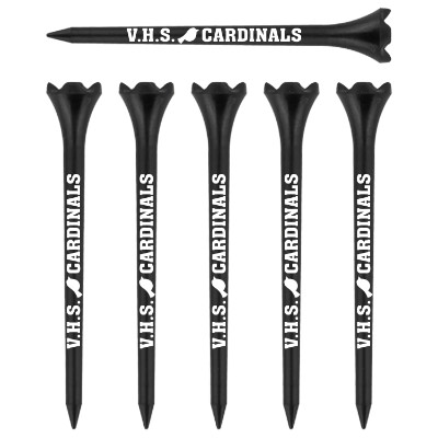 Black golf tee with personalized imprint.