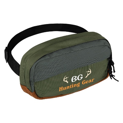 Green rpet fanny pack with personalized full-color imprint.