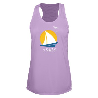Custom light lavender tank with full color imprint.