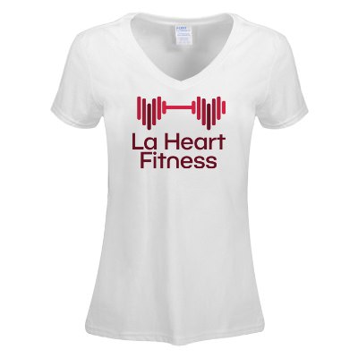 Custom full color imprint on white women's tee.