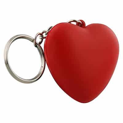 Foam heart stress ball key ring blank.