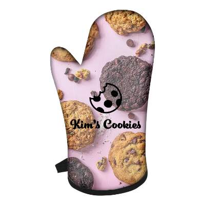 Full color neoprene oven mitt with custom logo.