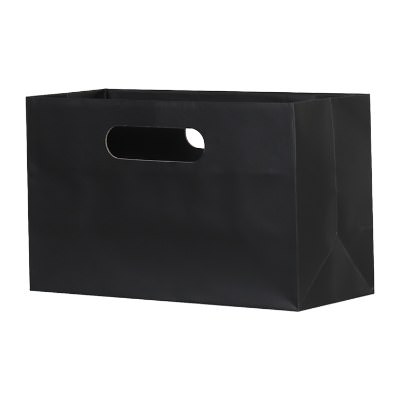 Paper black matte boutique shopper tote bag blank.