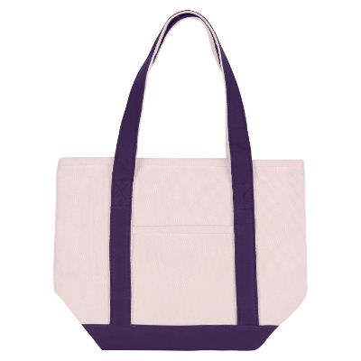 Cotton canvas purple petite boat tote blank.