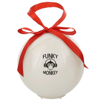 Multi Colored plastic ornament with a branded imprint