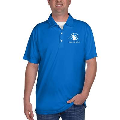 Customized blue men's golf polo
