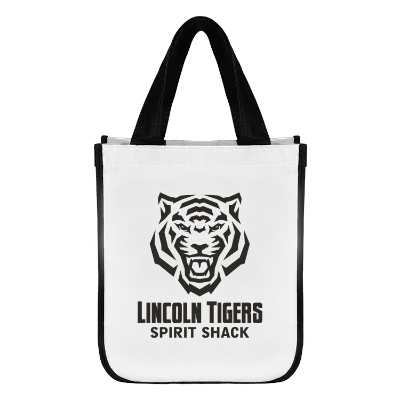 polypropylene tote bag with a custom logo.