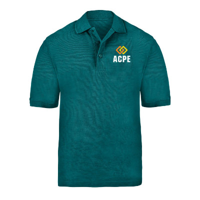 Teal customized polo full color shirt.