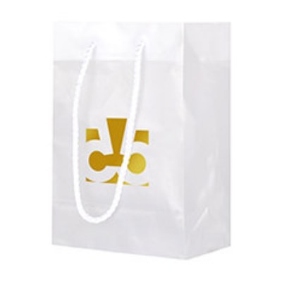 Plastic frosted clear foil stamped eurotote with custom imprint.